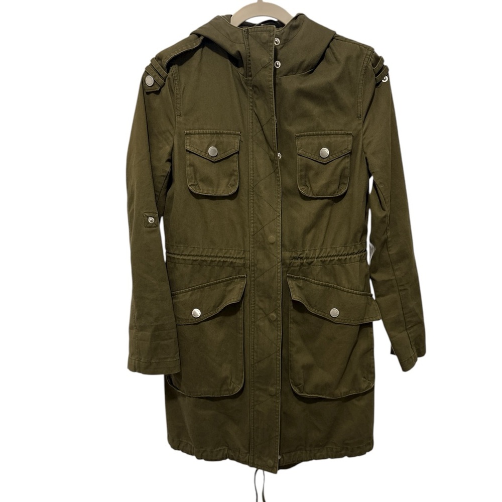 BCBGenration Hooded Utility Packable Lightweight Army Green Jacket Size XS - Picture 2 of 13